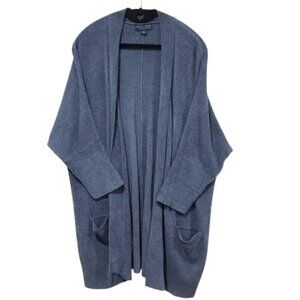 Barefoot Dreams Cozychic Ultra Lite Cardigan Size L Blue Knit Open Front Pockets